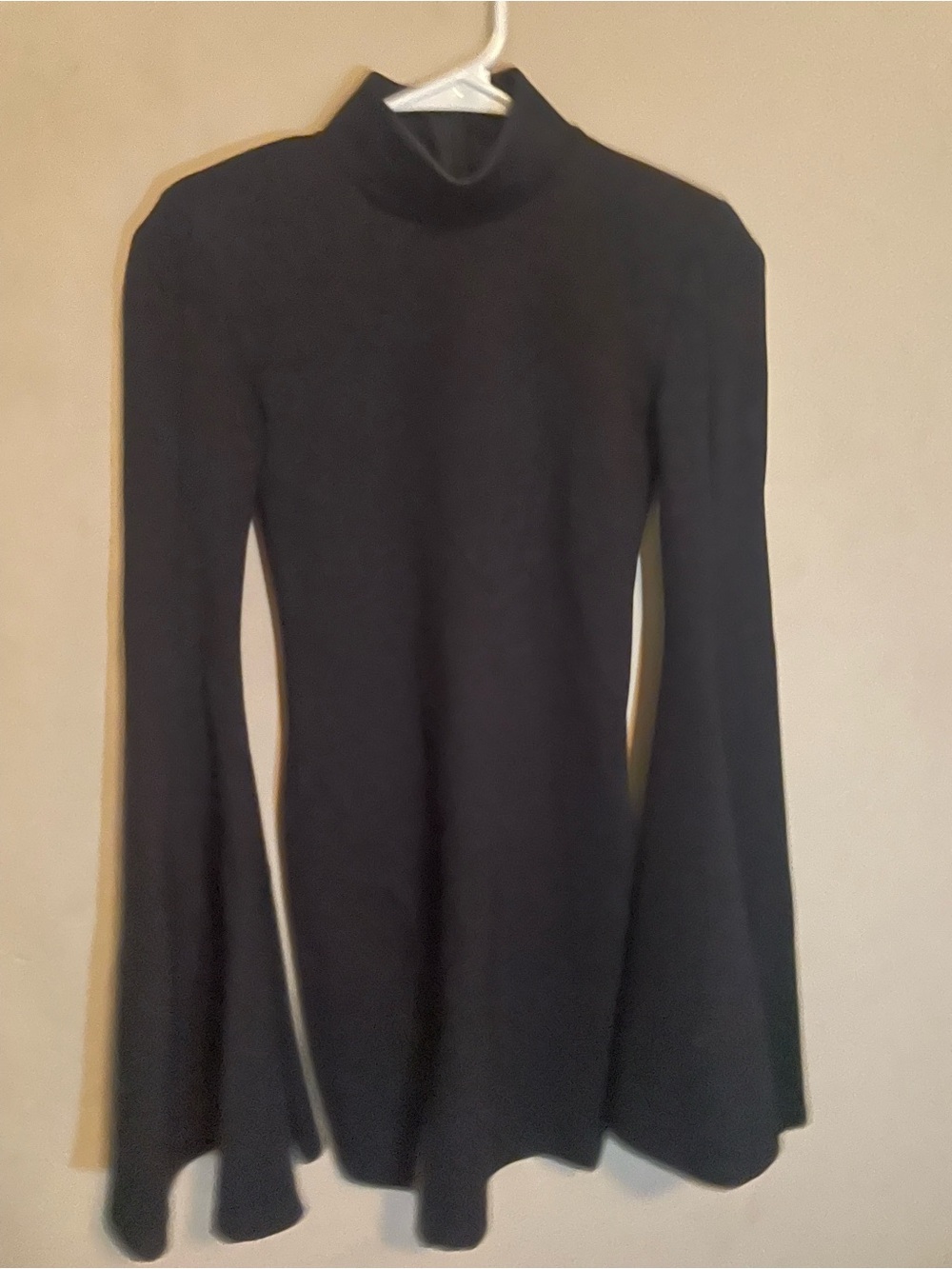 Michael Costello x REVOLVE Black Bell Sleeve Mock Neck Mini Dress XXS Bodycon